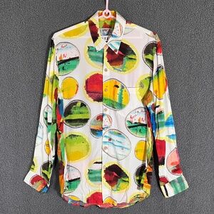 Jams World Colorful Print Hawaiian Button Long Sleeve Shirt - Men's Size L
